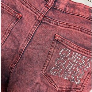 Guess Kids jean shorts- size 10y- red wash,‎ bling embellishment